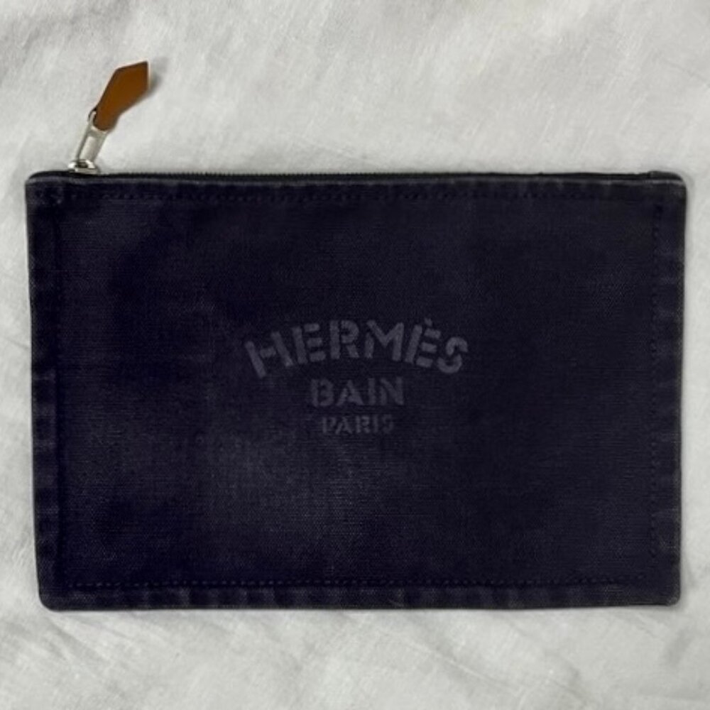 HERMES COTTON ZIP  "BAIN"  ZIP POUCH